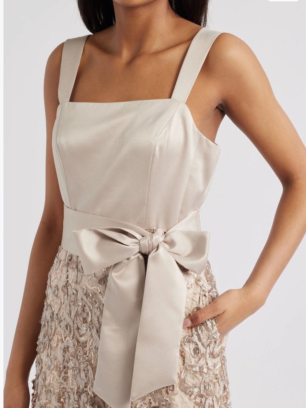 NWT Tahari ASL Sequin Soutache 3D Tulle Satin Bodice Midi Dress 12 - Picture 2 of 10